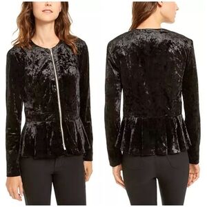 Black Velvet Peplum Hem Jacket